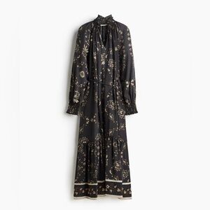 H&M Floral Black Long Sleeve Maxi Dress Size Large Like New